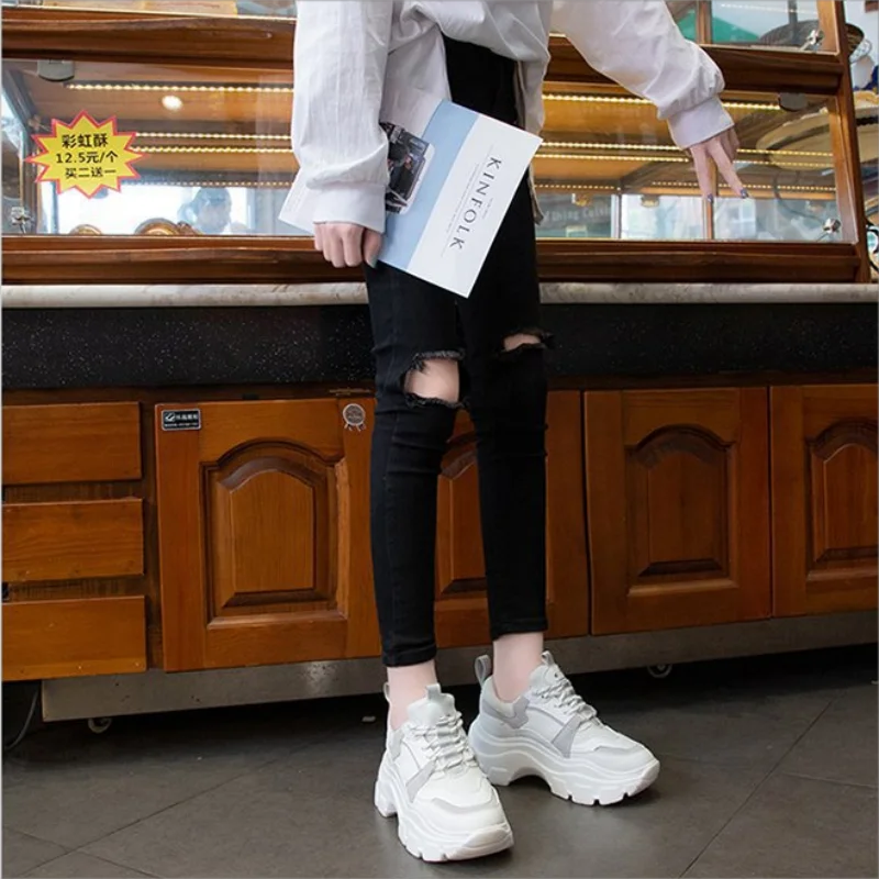 Sneakers Women Spring women's sneakers Height Increasing white black autumn Chunky Shoes Breathable Leisure Shoes