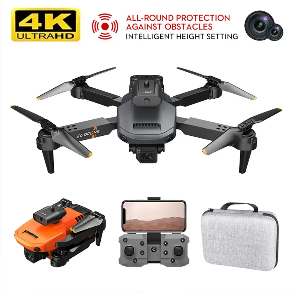 

K6 Rc Mini Drone 4k Hd Camera Wifi Fpv Four Sides Infrared Obstacle Avoidance Folding Quadcopter Helicopter Boy Toy Gift