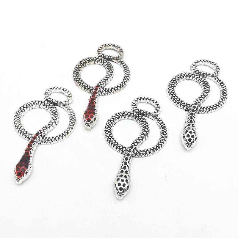 5Pcs 26x46mm Antique Silver Color Snake Charms Pendant Designer Charms Fit Jewelry Making DIY Jewelry Accessories Handmade Craft