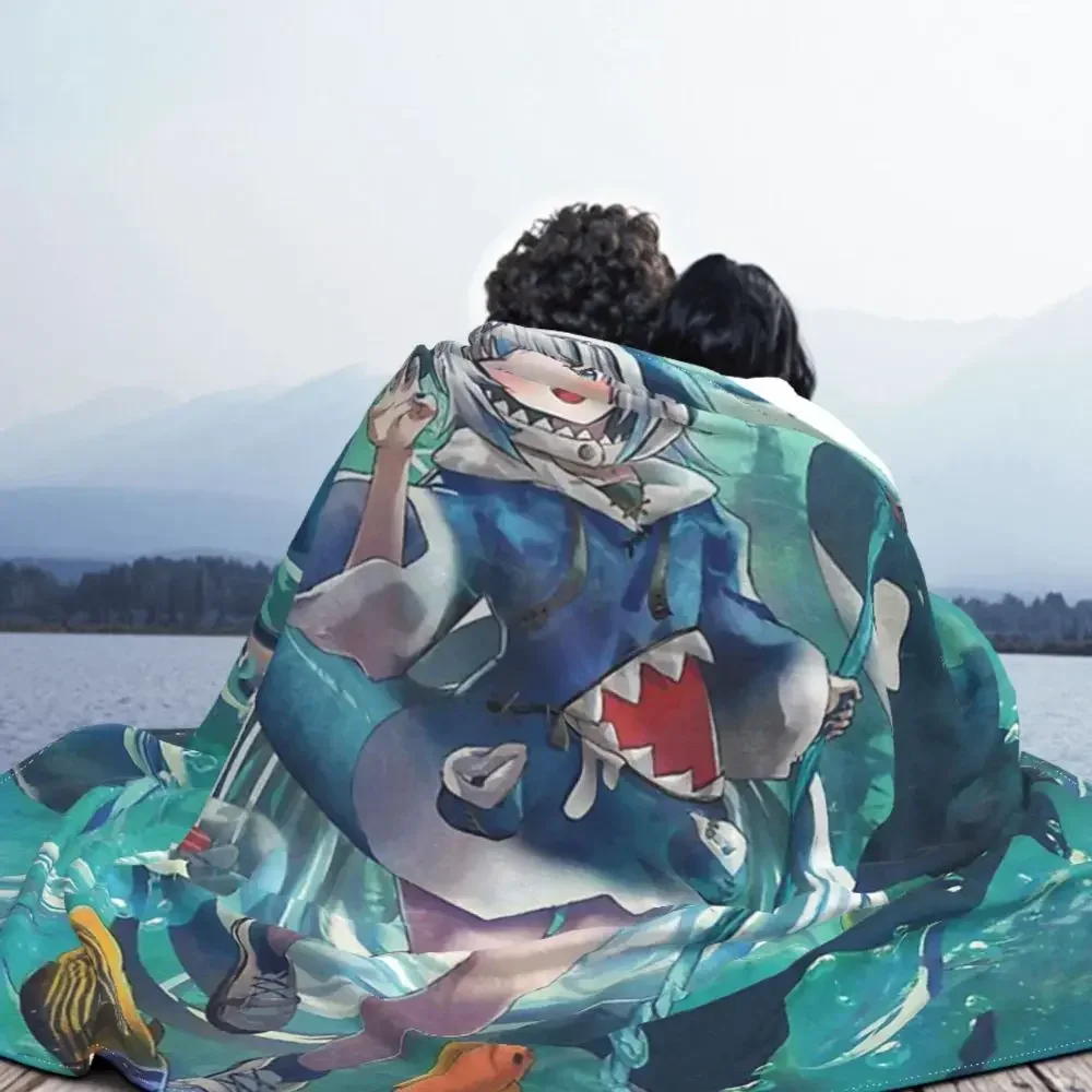 Портативное теплое удобное одеяло Hololive Virtual Host Group Box Gura и Dolphins для постельного