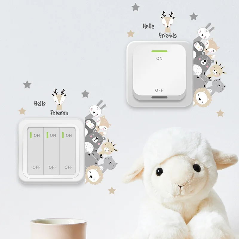 1 шт. Мультяшные животные переключатели наклейки для детской комнаты декор