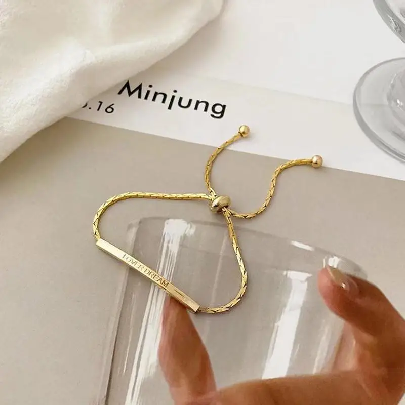 Pull adjustable letter bracelets temperament versatile light luxury personality design bracelets elegant ladies hand jewelry