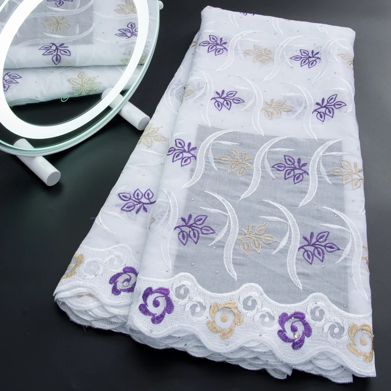 

White African Swiss Voile Lace Fabric 2022 High Quality African Cotton Lace Fabric For Women Party Evening Dresses Sew A3088