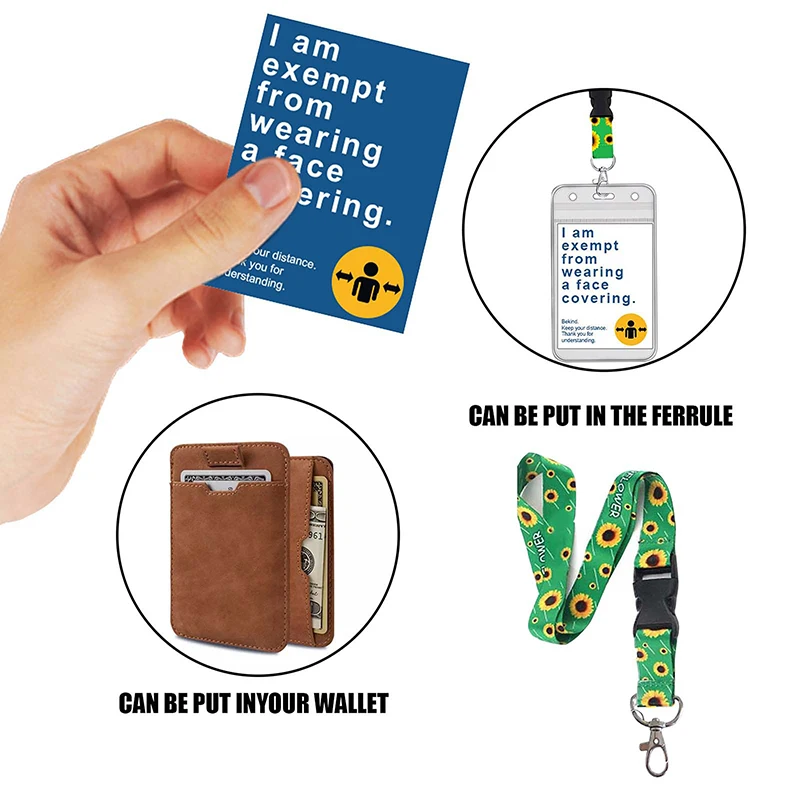

1 Pc Face Covering Exemption Travel PVC Card Health Exemption Card Sunflower Lanyard Card Holder Accessories Decorations