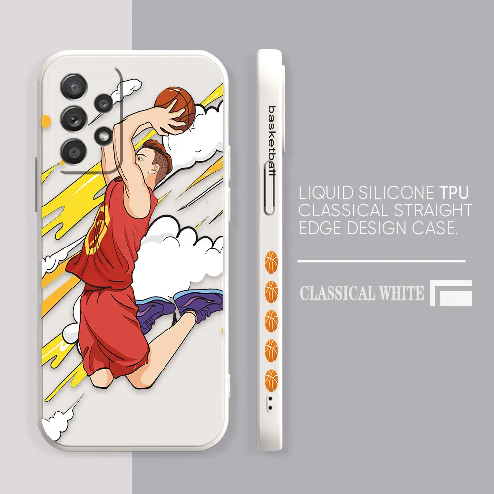 Case For Samsung Galaxy A91 A14 A73 A72 A71 A53 A52 A51 A42 A33 A32 A22 A21S A13 A715F A52S A22S 4G 5G Case Basketball Cartoon