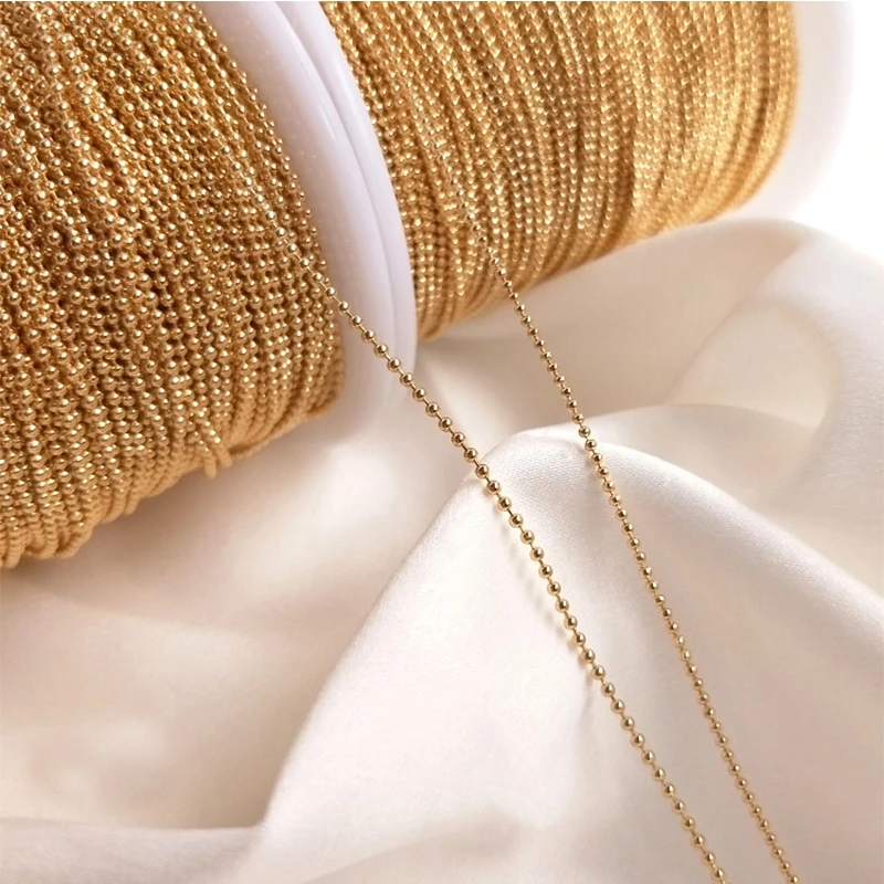 

1.0-2.0mm 14K Gold Plated Ball Chain Findings High Quality Bulk Chains For Neckalce Wholesale Jewelry Making Supply