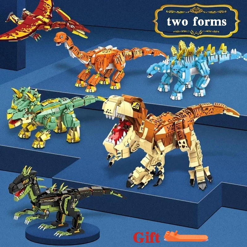 

Large Tyrannosaurus Rex Building Block Model Jurassic Deformation Dinosaur Two Forms Children DIY Toy Boy Gift