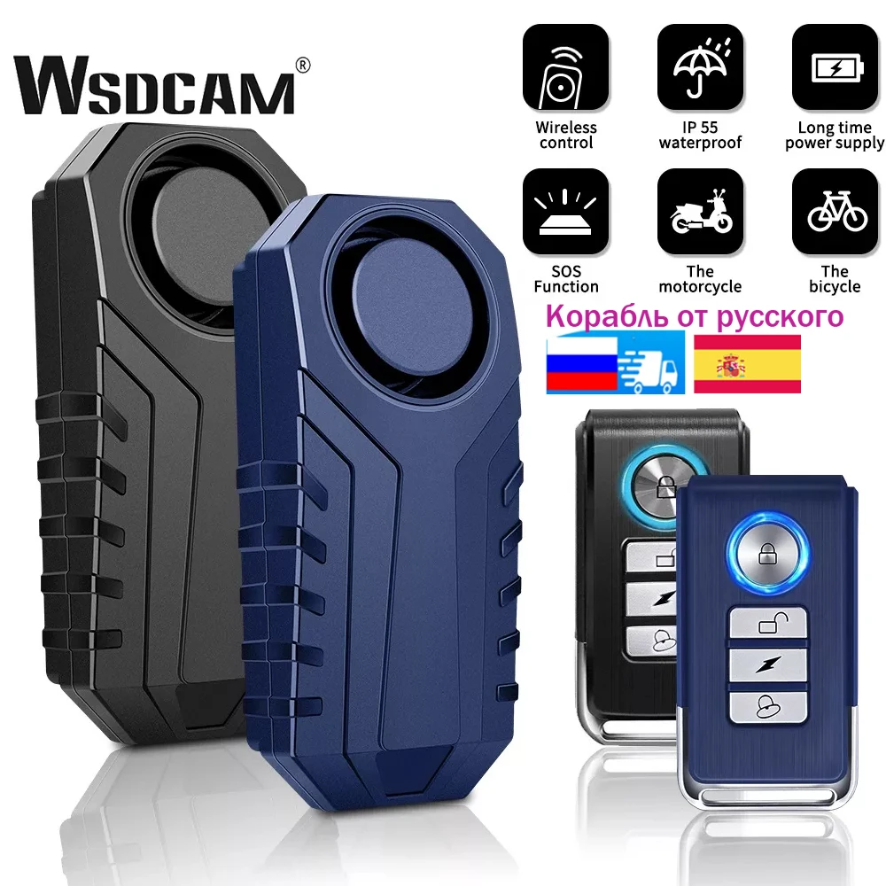 WSDCAM Remote Control Motorcycle Alarm 113dB Waterproof Wireless Bike Alarm Security Protection Anti Theft Electric Car Alarm