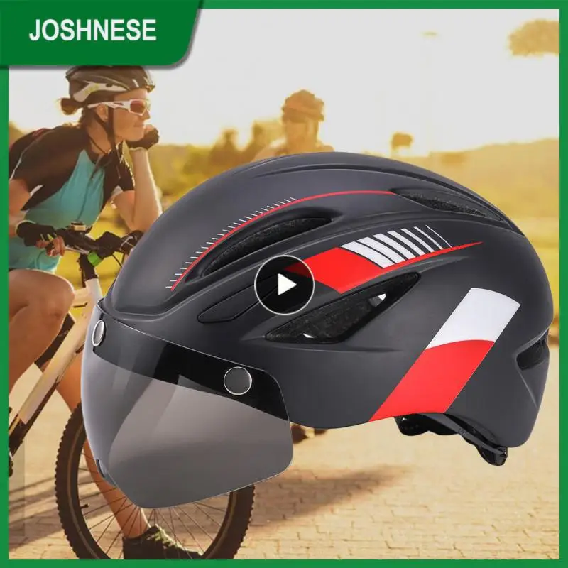

EASTINEAR Bicycle Helmet With Taillight One-piece Mountain Road Bicycle Magnetic Windscreen Helmets Bump Caps Cycling Equipment
