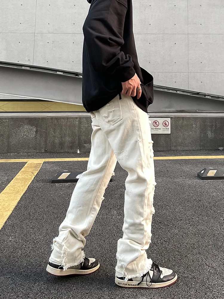 Punk Street Clothing Broken Hole Jeans Men To Tear Jeans Fashion Street Men's Clothing Y2K Clothing Casual Trousers Ripped Jeans