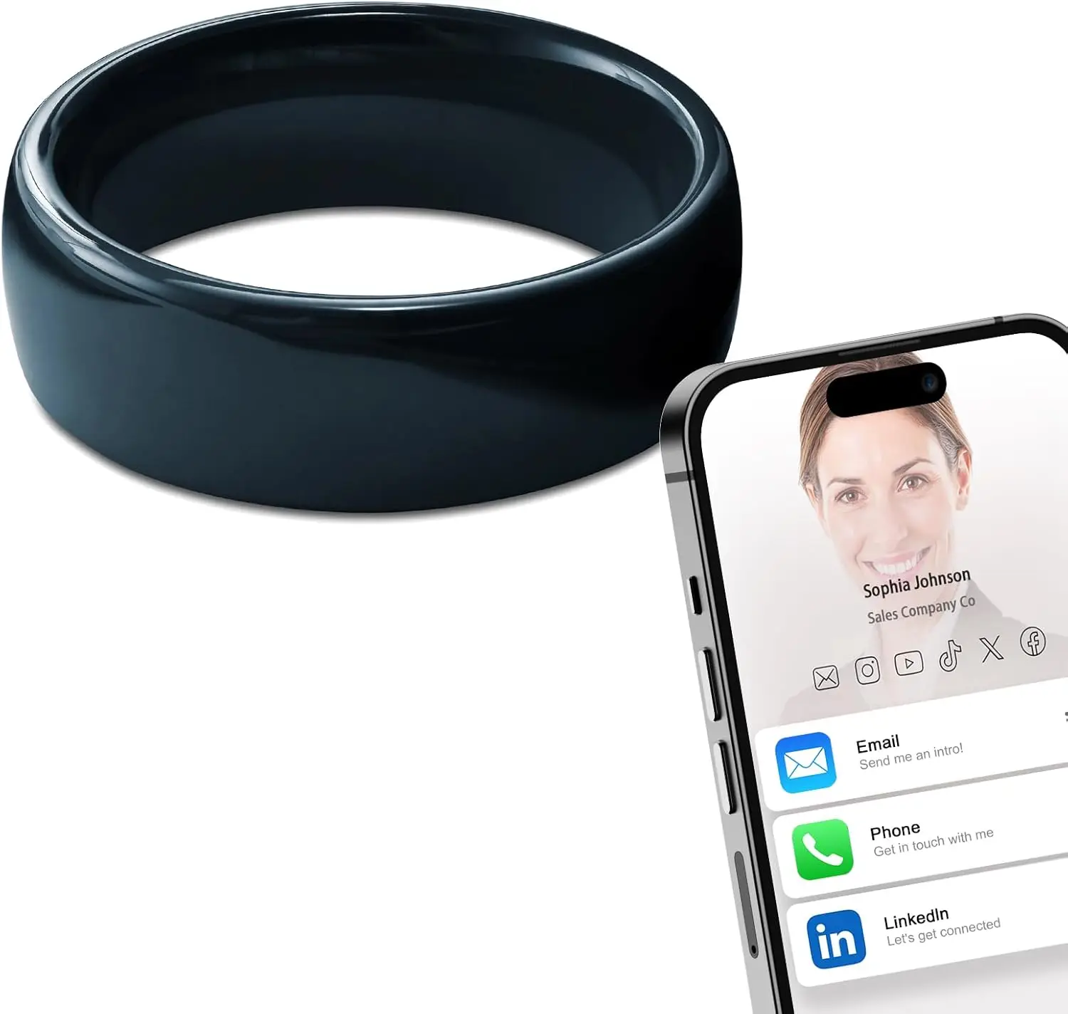 Фото Полностью керамическое интеллектуальное кольцо Ntag215 NFC, совместимое с телефонами и устройствами с поддержкой NFC, программируемыми 504 байтами для бизнес-меток №1