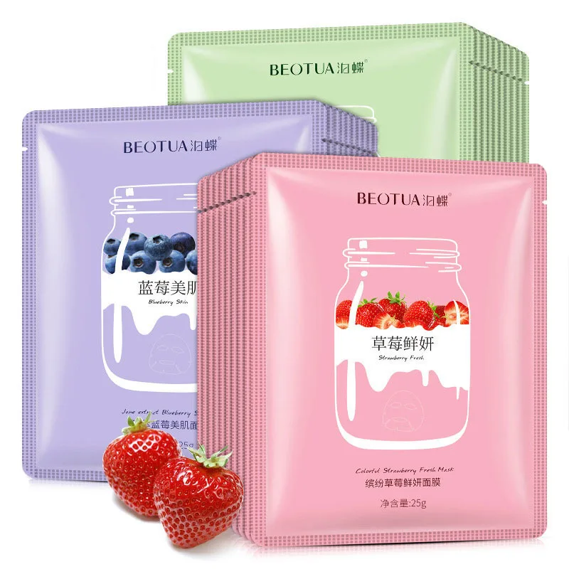 

BEOTUA Face Mask Natural Fruit Extracts Hyaluronic Acid Facial Masks Moisturizing anti acne aging whitening Skin Care Masks 5pcs