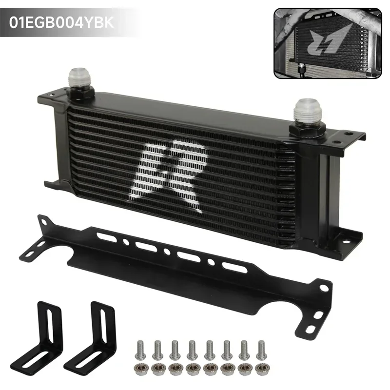 Черный/серебристый алюминий AN10 13-рядный масляный радиатор трансмиссии двигателя