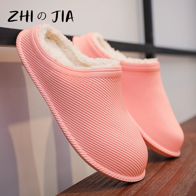 

2023 New Winter Men Fur Home Slippers,women Waterproof Leather Casual Indoor Anti Slippery Shoes,Female Warm Fluffy Slides Flat
