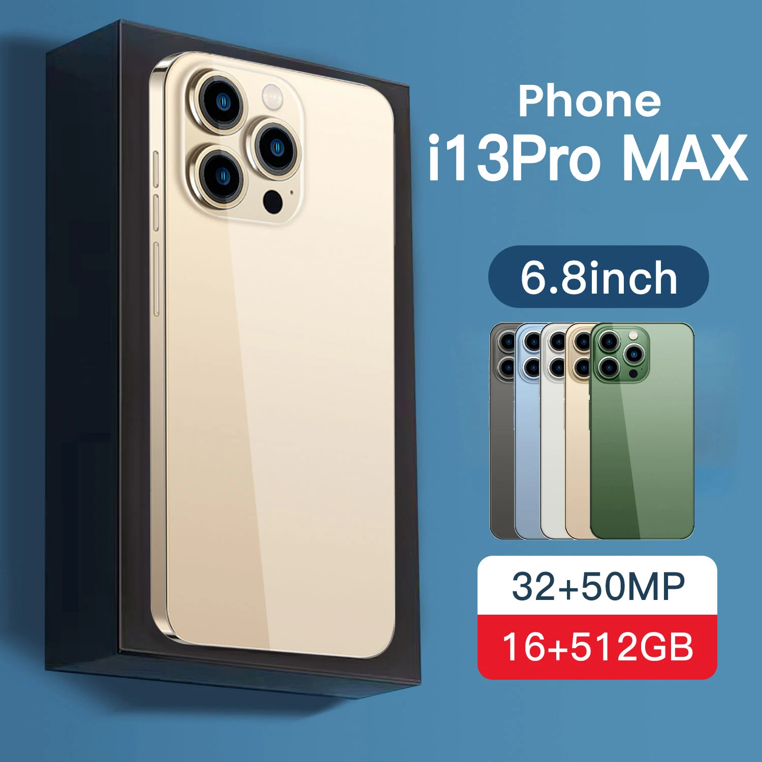 

I13 Pro Max смартфоны 5G Cellphone Global Version 6.8inch HD Celular 4G 16GB 512GB Android 11 Smartphone 10 Core 6800mAh Unlock