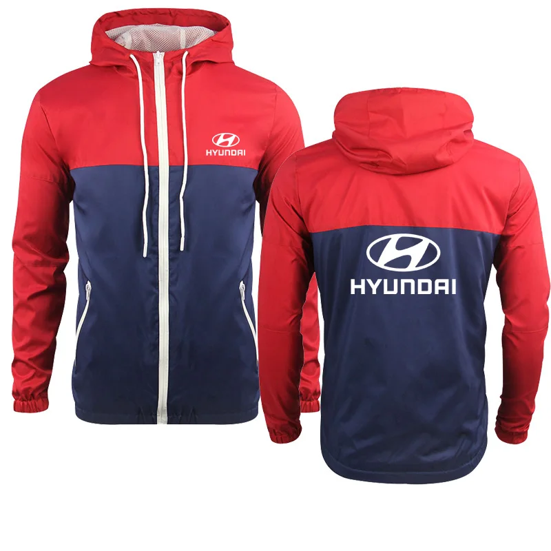 

2022 High quality Men sweatshirt Hyundai Car Logo printing Spring Autumn Color matching Hoodie Pure cotton jacket
