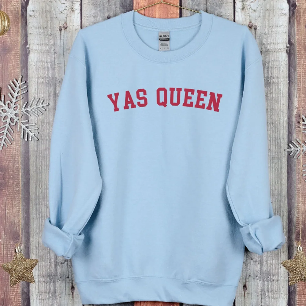 

Yas Queen Sweatshirt Long Sleeve Patterned Women's jumper Pullovers Essentials Outerwear Woman Clothing Autumn High Street