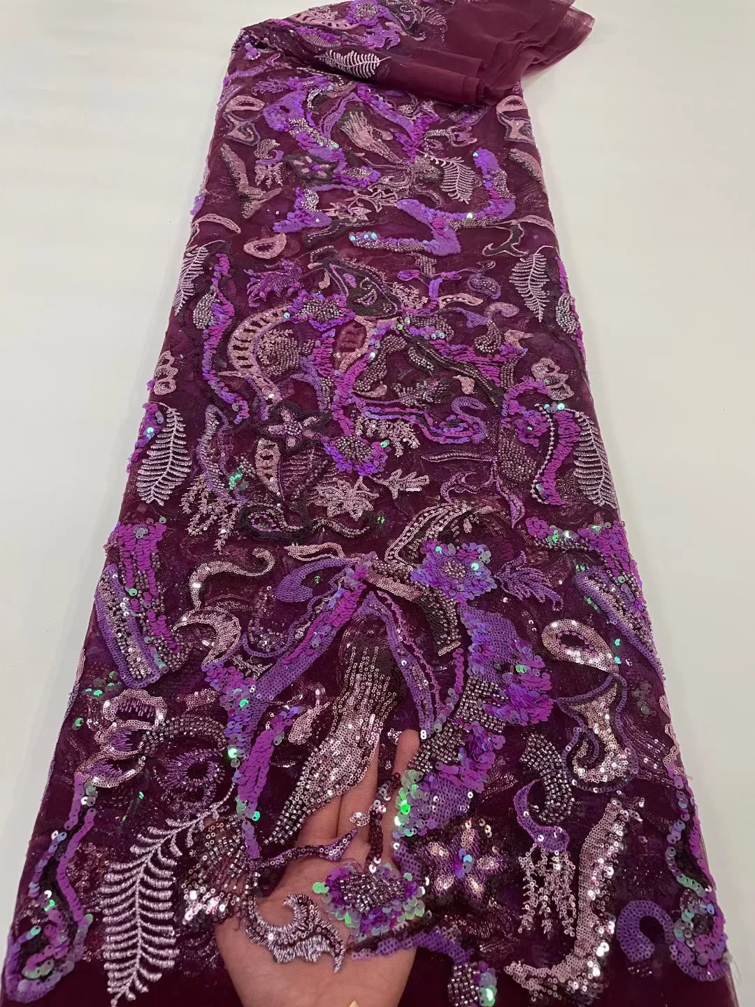 

Fashion African Sequins Bead Lace Fabric 2022 High Quality 5yrds French Net Lace With Sequins Nigerian Tulle Beaded Lace Fabric