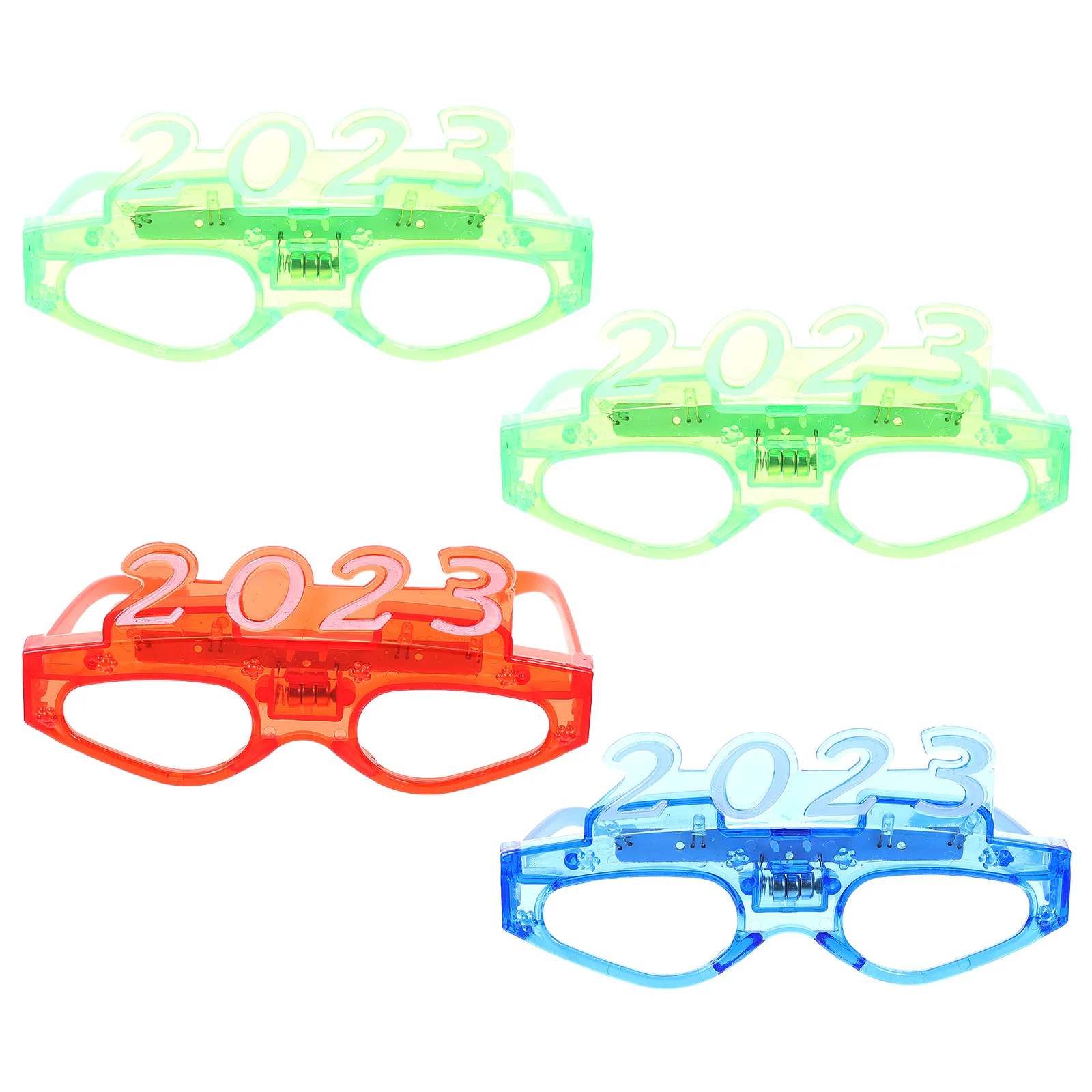

4 Pcs 2023 Party Eyewear New Year Eyeglass Glasses Glow Props Eyeglasses Glowing Plastic Glitter Sunglasses