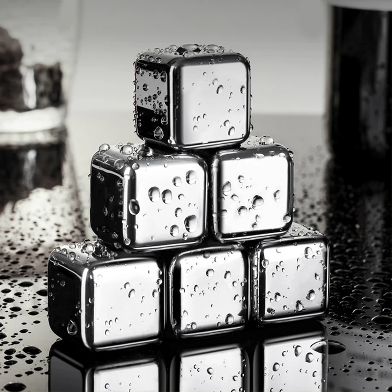 

4/6/8 PCS 316 Stainless Steel Ice Cubes Set Reusable Chilling Stones For Whiskey Wine Cooling Cube Chilling Rock Party Bar Tool