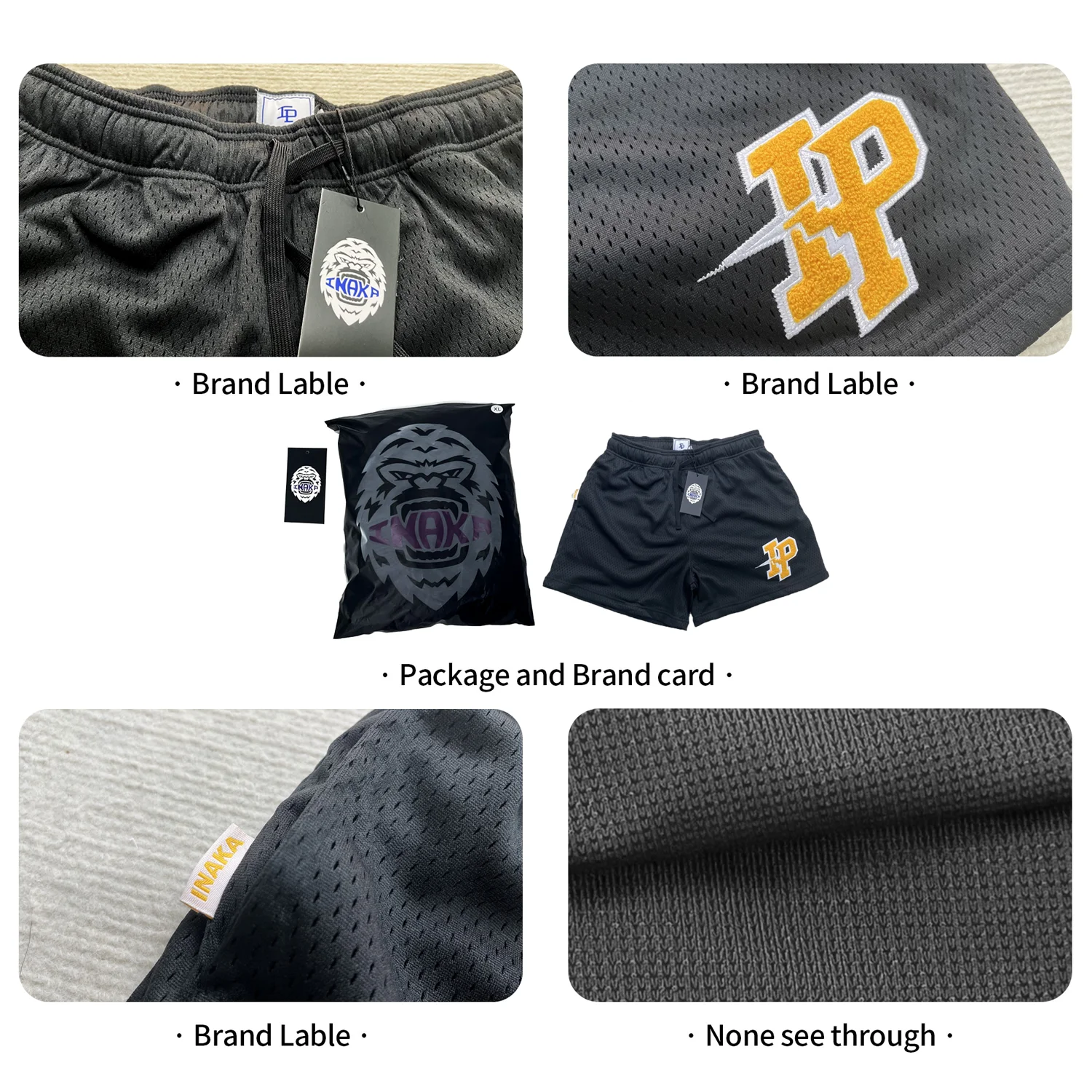 Inaka Power Gym Shorts For Men Workout Mesh Double Breathable Layer Embroidery Logo IP Sport Basketball Casual Oversize Shorts