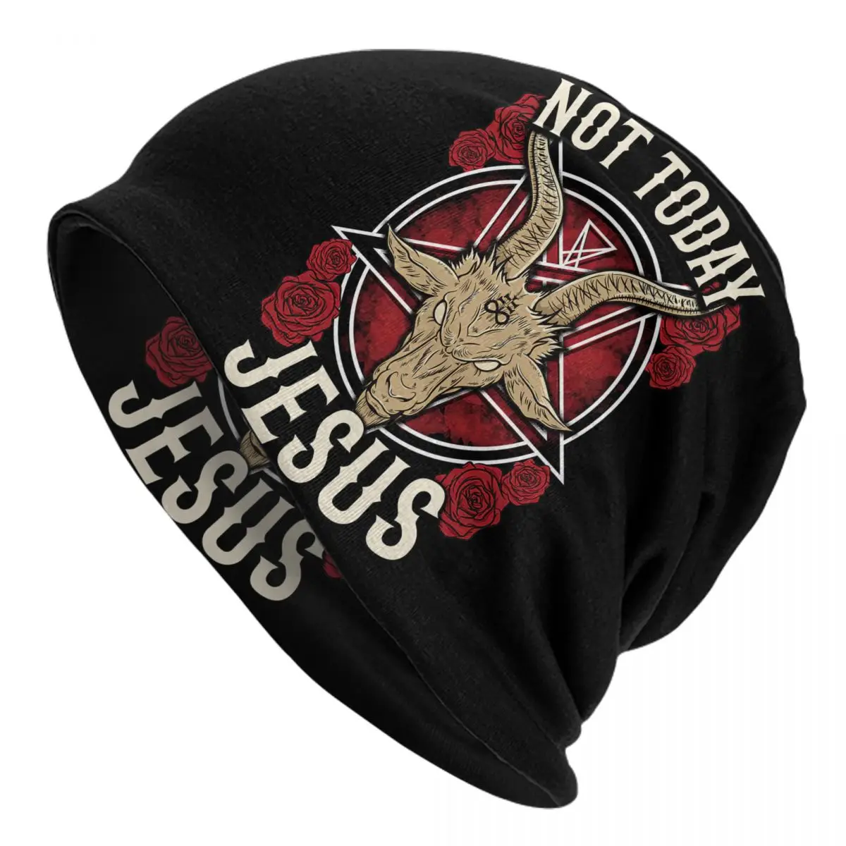Not Today Jesus Gift For A Satanic Atheist I Halloween Graphic Adult Men's Women's Knit Hat Keep warm winter Funny knitted hat