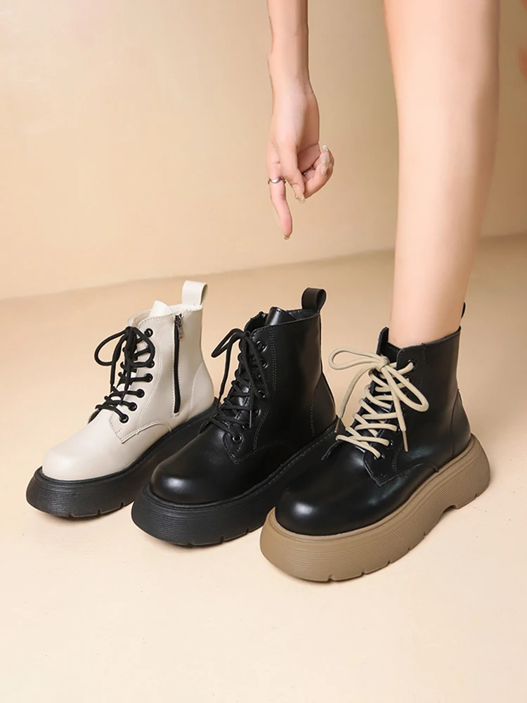 

Round Toe Boots Boots-Women Flat Heel Shoes Winter Footwear 2022 Mid Calf Mid-Calf Med Ladies Rubber Lolita Rock Autumn Fabric