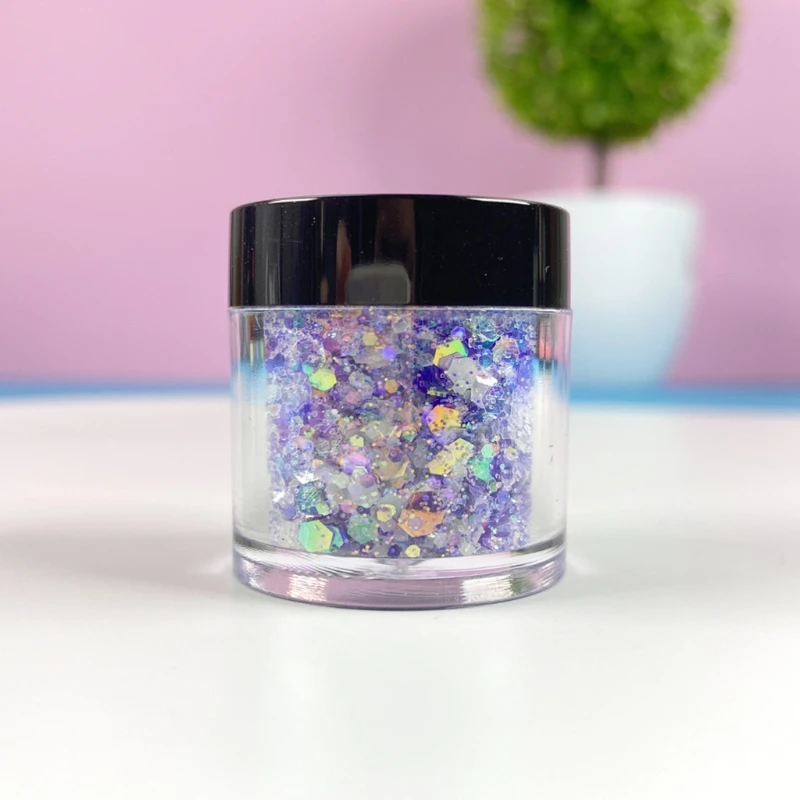 

95AB Glow in The Dark Glitter Luminous Nail Glitter Holographic Glitter Nail Sequins Chunky Shiny Nail Powder for Body Eye