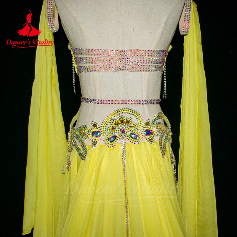 Женский костюм для танца живота шифоновый бюстгальтер + рукава длинная юбка