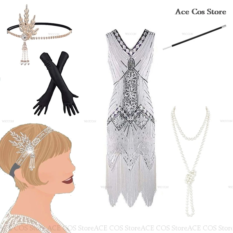 Дейзи Косплей Ретро Винтаж Ревущие 20-х 1920-х годов Платье-хлопушка Костюм Наряды