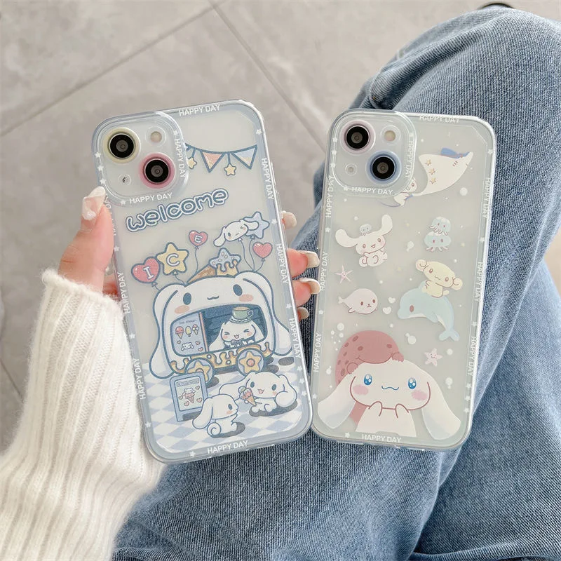 Kawaii Sanrio Cinnamoroll Phone Case For Samsung Galaxy S21 S21 FE Plus Note20 Ultra A50 A71 A72 5G Anti-drop Soft Case Y2k Girl