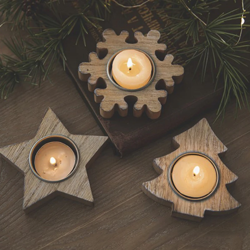 Natural Xmas Wedding Holidays Candlestick - Pentagram Xmas Tree Shape Candle Holder