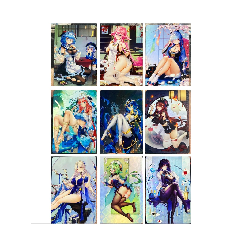 

9pcs/set Genshin Impact anime game DIY rare flash card ACG sexy beauty character card children toy card birthday collection gift