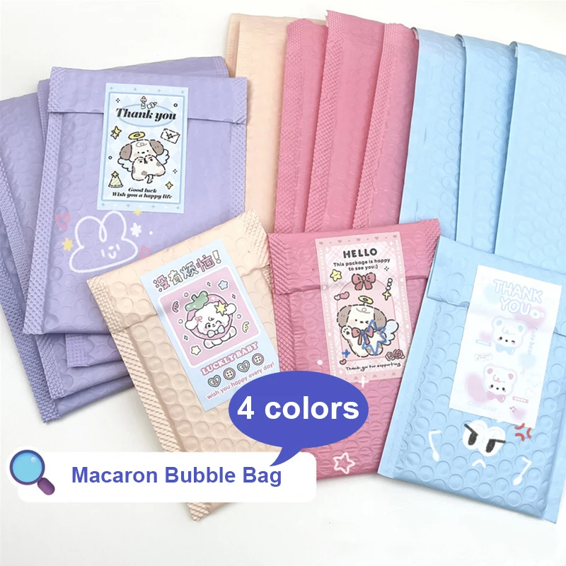 

10Pcs Colorful Macaron Bubble Envelope Bag Self Adhesive Pink Purple Blue Express Bags Thicked Package Bag Sticker Holder
