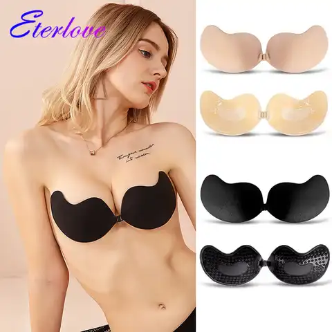 Invisible Push Up Bra Women Sexy Backless Strapless Bras Self-Adhesive Silicone Seamless Front Closure Sticky Bra