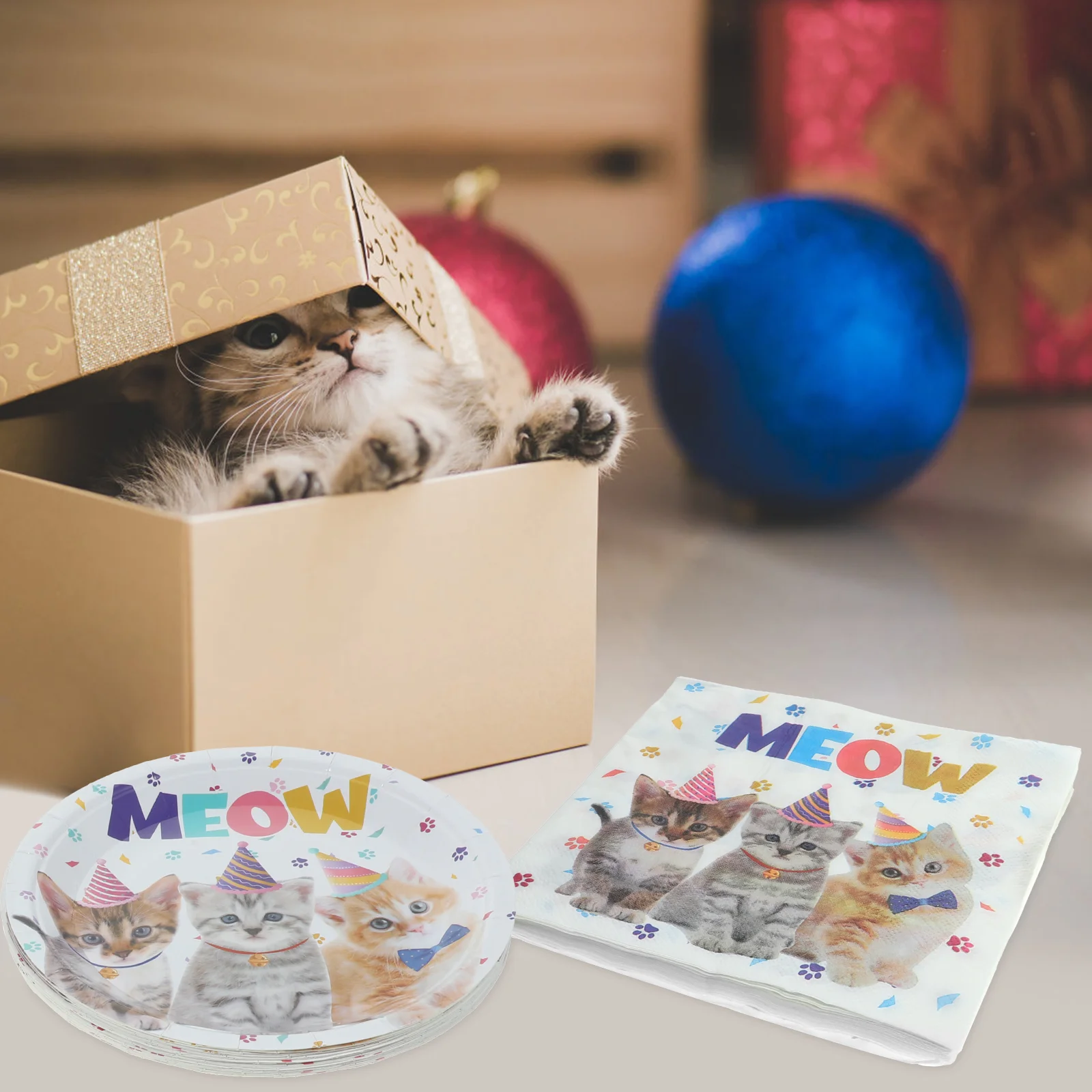 

The Cat Party Decorations Playtime Birthday Plates Pattern Napkins Themed Paper Favor Home