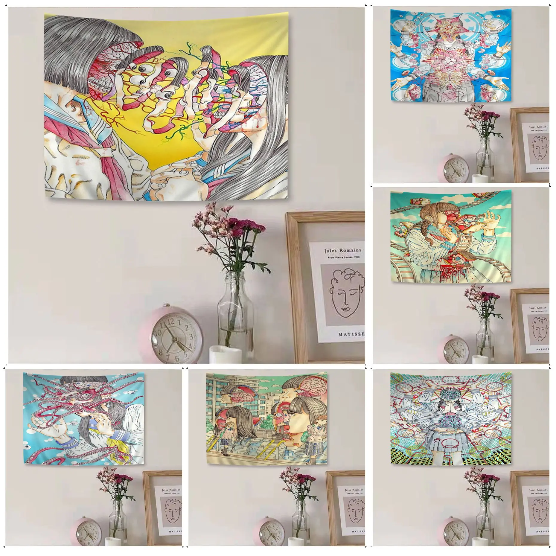 

Shintaro Kago Horror Cartoons Hippie Wall Hanging Tapestries Wall Hanging Decoration Household Wall Art Decor