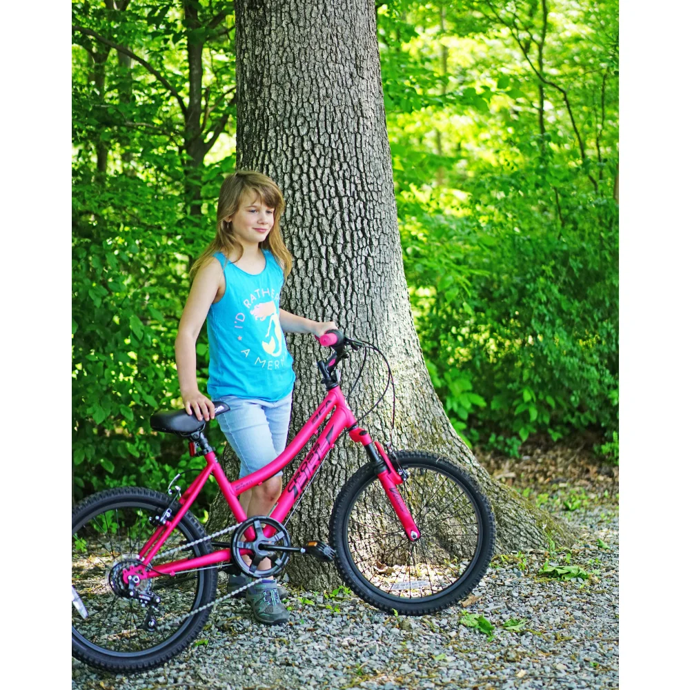 

BCA 20" Crossfire 6-Speed Girl's Mountain Bike, Pink/Black，Knobby Off-road Tires Tackling Most Terrains Bicycles