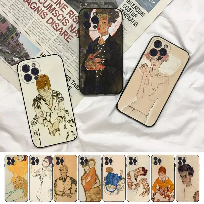 

Egon Schiele Phone Case For iPhone 8 7 6 6S Plus X SE 2020 XR XS 14 11 12 13 Mini Pro Max Mobile Case