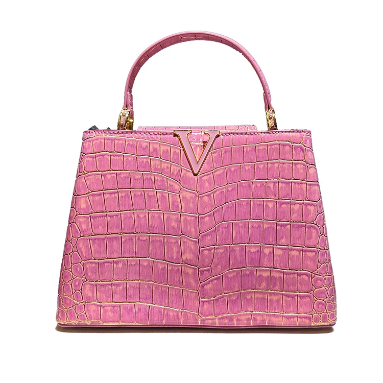 

Роскошная женская сумка из натуральной кожи, оригинальный розовый крокодиловый узор, новинка 2023, Высококачественная сумка через плечо