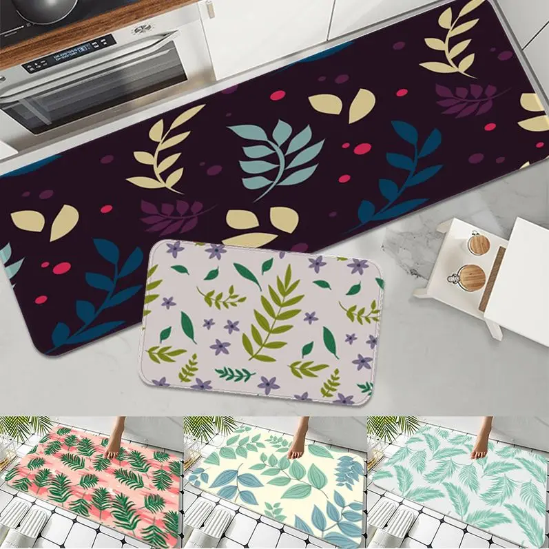 

Leaves Pattern Bathroom Mat Cheaper Anti-slip Modern Living Room Balcony Printed Modern Home Decor
