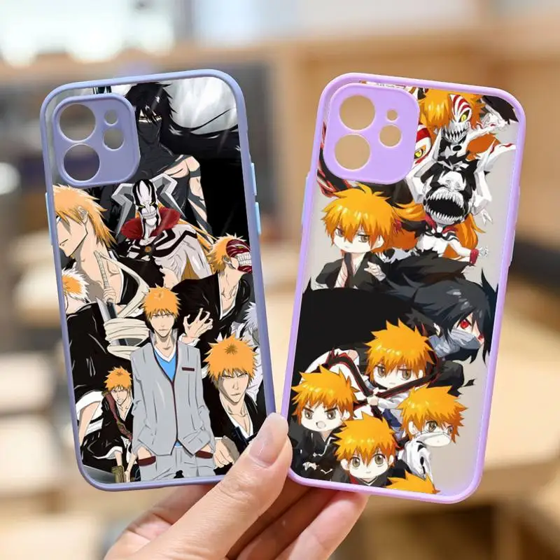 

Anime Bleach Ichigo Kurosaki Phone Case For IPhone 12 11 13 14 Pro Max XR XS Max X SE2020 7 8 PlusHard Shockproof Purple Case