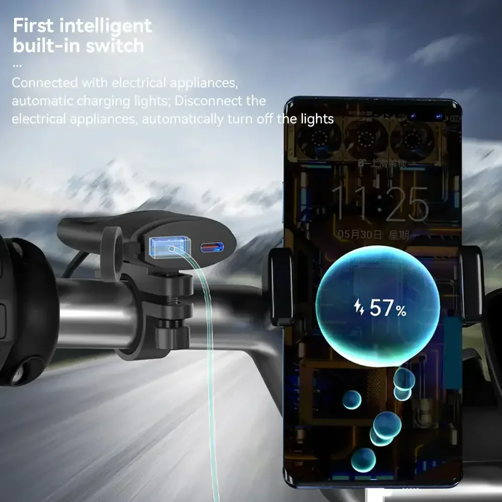 Быстрое зарядное устройство USB для мотоцикла 12 В-24 В 30 Вт PD + QC3.0 Type-C IP67