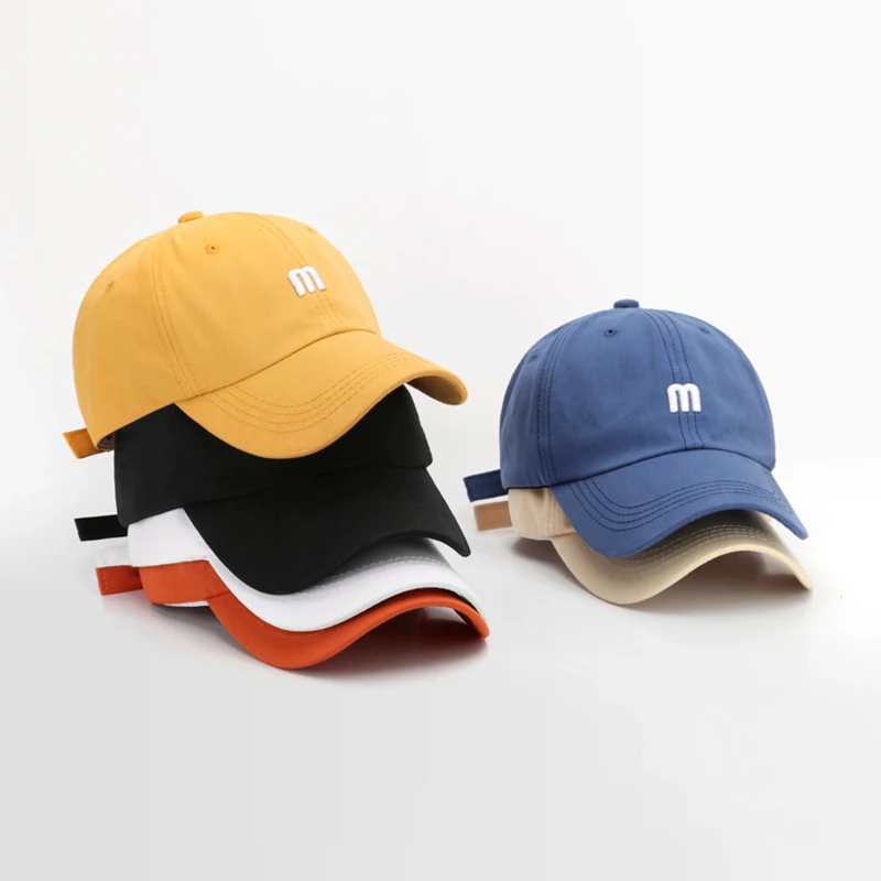 

King Wheat M Letter Embroidery Curved Eaves Cotton Shade Women Visors Men Peaked Cap 2022 Spring Summer Sports Baseball Cap