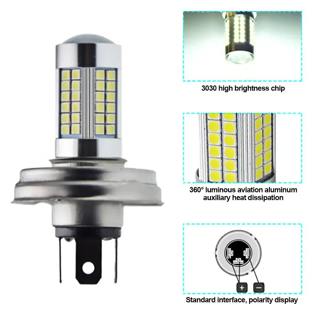 2шт светодиодный фара для мотоцикла DC 6V 10-30V 12V 24V P45T R2 3030SMD лампа 1000LM 6000K
