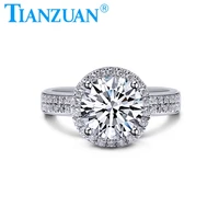 new 925 silver engagement rings 3ct round moissanite for women wedding bands gifts fine jewelry