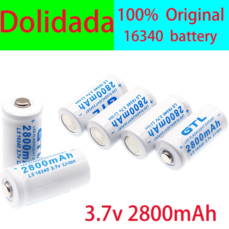 

New High capacity 2800mAh Rechargeable 3.7V Li-ion 16340 Batteries CR123A Battery For LED Flashlight For 16340 CR123A Battery