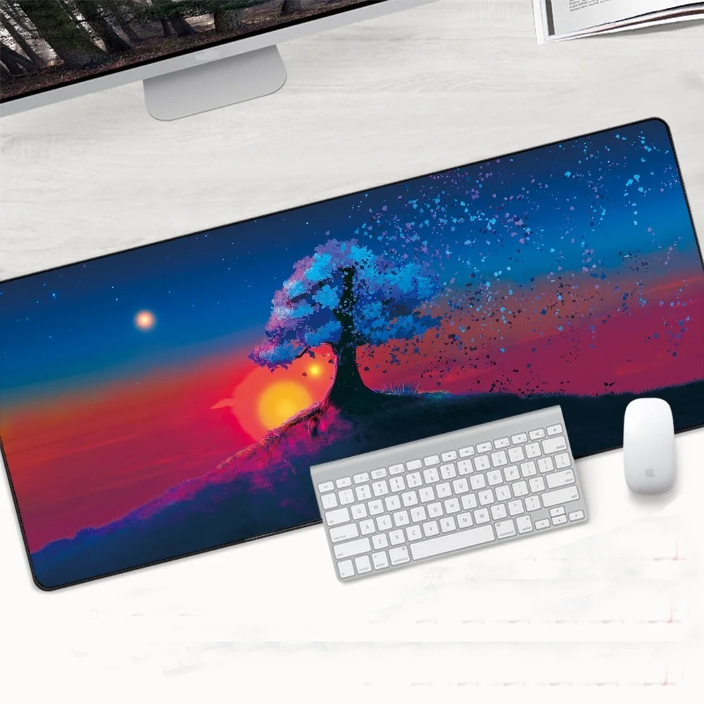 

Коврик для мыши с изображением цветущей вишни, игровой Мягкий Нескользящий Резиновый коврик для мыши с застежкой по краю, для компьютера