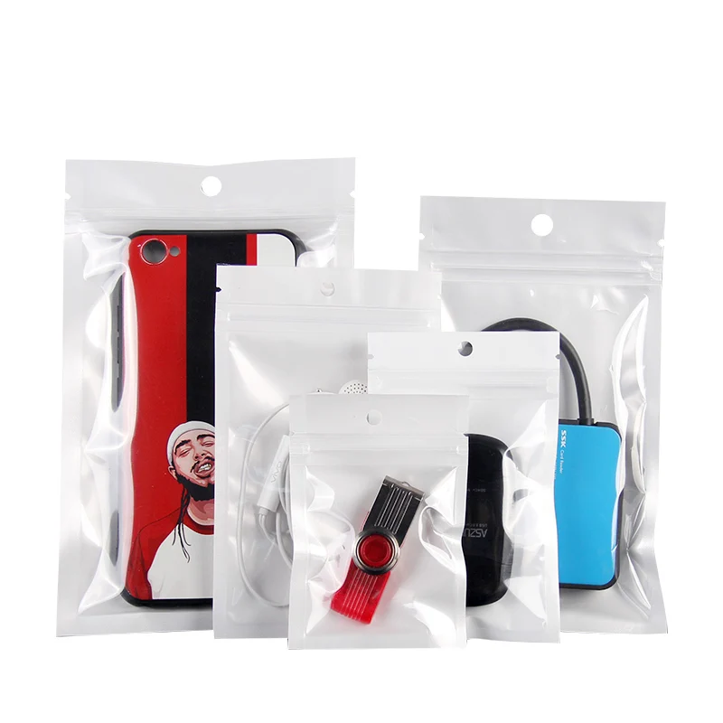 

Пластиковые пакеты на молнии с самозастежкой, прозрачные белые розничная упаковка, отверстия для хранения на застежке-молнии, 50 шт.