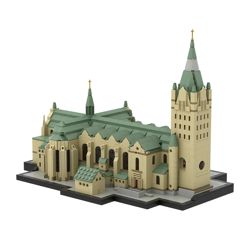 

MOC Architecture Paderborn Cathedral Germany Church Building Blocks Set Town Street View House Bricks Toys
